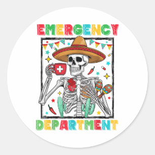 Sticker Rond Service d'urgence Cinco De Mayo Skeleton Coffee