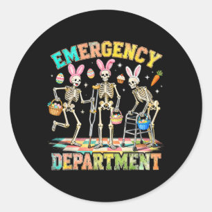 Sticker Rond Service d'urgence Humour de Pâques des infirmières