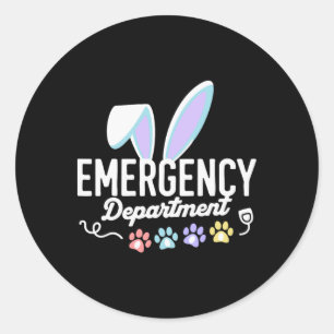 Sticker Rond Service d'urgence Pâques Er Nurse Funny Ed Nurs