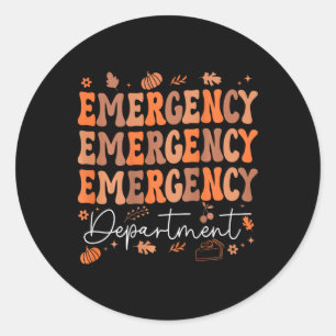 Sticker Rond Service D'Urgence Thanksgiving Ed Nurse Er Nurs