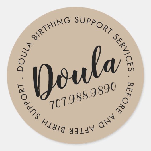 Sticker Rond Services de naissance de Doula (Devant)