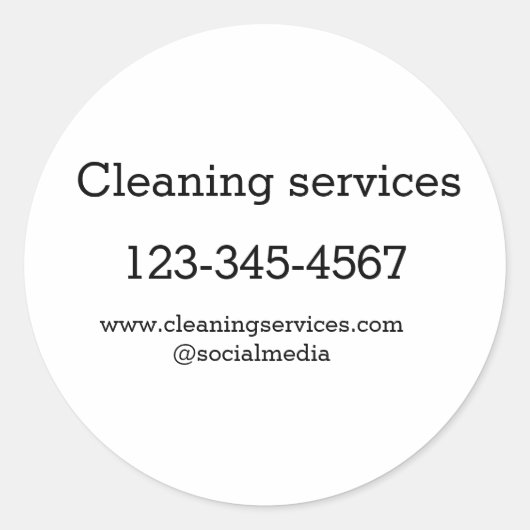 Sticker Rond Services de nettoyage ajouter l'adresse e-mail du (Devant)