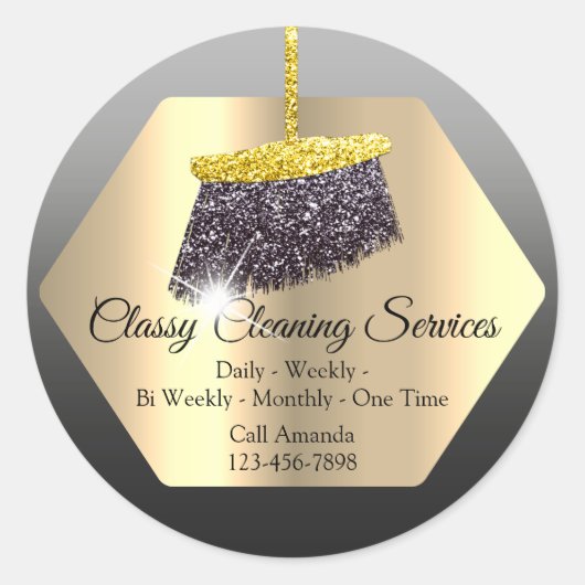 Sticker Rond Services De Nettoyage Maid Maid Housekeeper Golden (Devant)