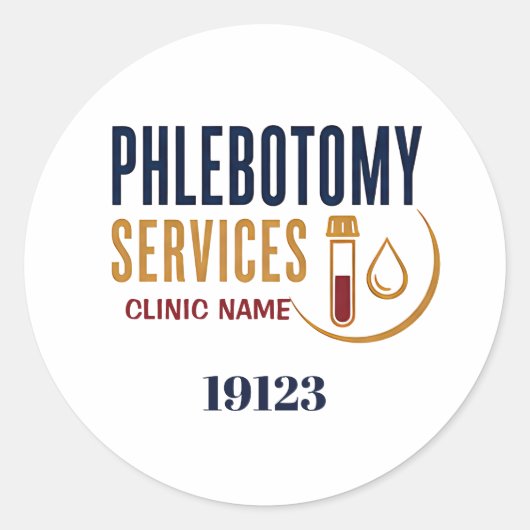 Sticker Rond Services de phlébotomie médicaux (Devant)