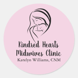 Sticker Rond Services de sage-femme rose Centre de naissance Ma
