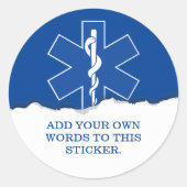Sticker Rond Services Médicales d'urgence personnalisés (Devant)