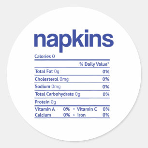 Sticker Rond Serviettes Information Nutrition Drôle Thanksgivin