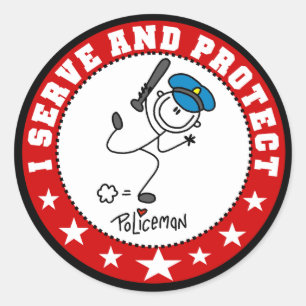 Sticker Rond Servir et protéger le policier