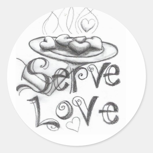 Sticker Rond servir l'amour (Devant)