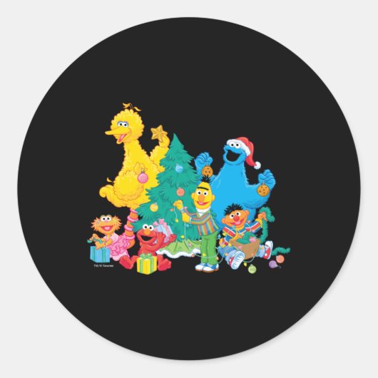 Sticker Rond Sesame Street Christmas Pals T Shirt  (Devant)