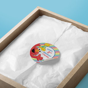 Sticker Rond Sesame Street   Elmo - Anniversaire arc-en-ciel