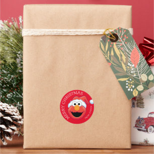 Sticker Rond Sesame Street Elmo Joyeux Noël Étiquette-Cadeau