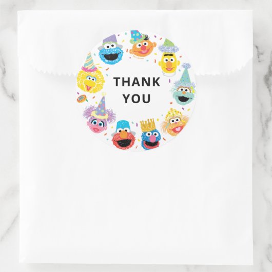 Sticker Rond Sesame Street Pals Confetti Anniversaire Merci (Sac)