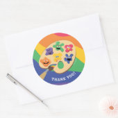 Sticker Rond Sesame Street Pals Rainbow Art Party Merci (Enveloppe)