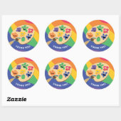 Sticker Rond Sesame Street Pals Rainbow Art Party Merci (Feuille)