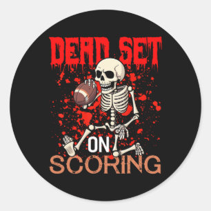 Sticker Rond Set On Scort Squelette Football Joueur Halloween