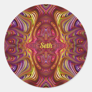 Sticker Rond SETH ~ Dessin fractal multicolore ~