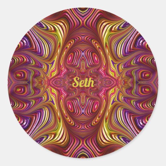 Sticker Rond SETH ~ Dessin fractal multicolore ~ (Devant)