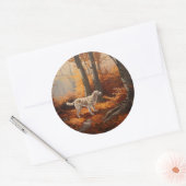 Sticker Rond Setter anglais en automne Leaves Fall Inspire (Enveloppe)