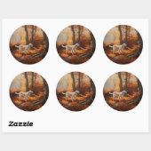 Sticker Rond Setter anglais en automne Leaves Fall Inspire (Feuille)