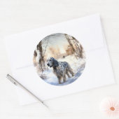 Sticker Rond Setter anglais laissez-le neiger Noël (Enveloppe)