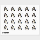 Sticker Rond Setter anglais, mignon chiot (Feuille)