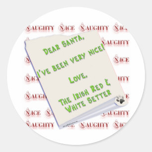 Sticker Rond Setter irlandais Naughty Nice