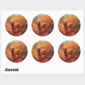 Sticker Rond Setter rouge irlandais à l'automne Feuilles automn (Feuille)