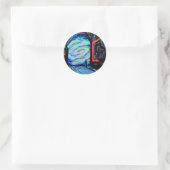 Sticker Rond Seul avec l'abîme brillant (Sac)