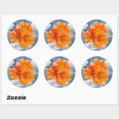 Sticker Rond Seulement 3 Gerbera Daisy Blossoms + votre texte e (Feuille)