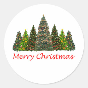 Sticker Rond Seven Christmas Trees