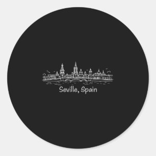Sticker Rond Seville Espagne Souvenirs De Sevilla España Vue Ci