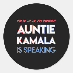 Sticker Rond S'exprimant Kamala Harris Tante Amérique Noire Ind