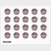 Sticker Rond Seychelles American États-Unis Tree Roots (Feuille)