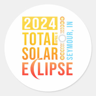 Sticker Rond Seymour Indiana Total Solar Eclipse 2024