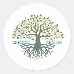 Sticker Rond Shabbat Shalom Arbre de Vie Ez Hachaim Juif