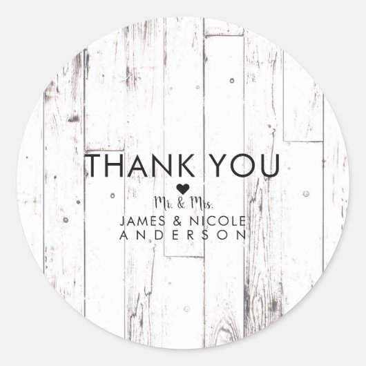 Sticker Rond Shabby Chic Bois Blanc Rustique Agritourisme Grang (Devant)