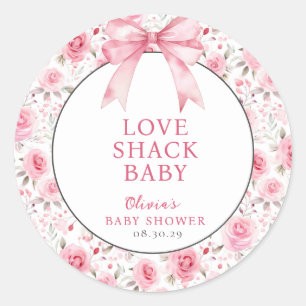 Sticker Rond Shabby Chic Coquette Pink Love Shack Baby shower