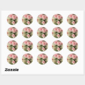 Sticker Rond Shabby Chic Rose Roses victoriens (Feuille)