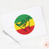 Sticker Rond Shaka Main Avec Couleurs Reggae (Enveloppe)