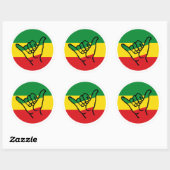 Sticker Rond Shaka Main Avec Couleurs Reggae (Feuille)