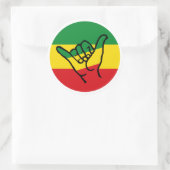 Sticker Rond Shaka Main Avec Couleurs Reggae (Sac)