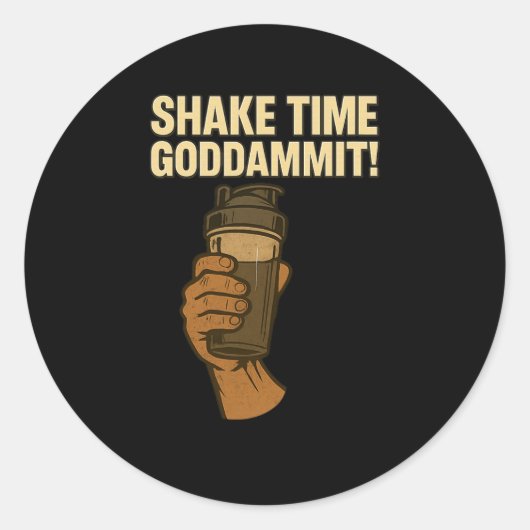 Sticker Rond Shake Time - Funny Bodybuilding Gym - Protein Shak (Devant)