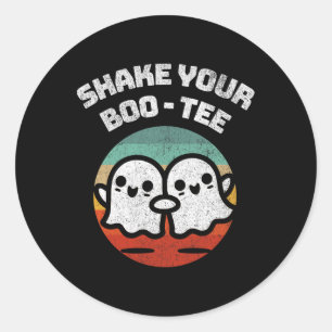 Sticker Rond Shake Your Boo-tee Ghost Retro Halloween Costume M
