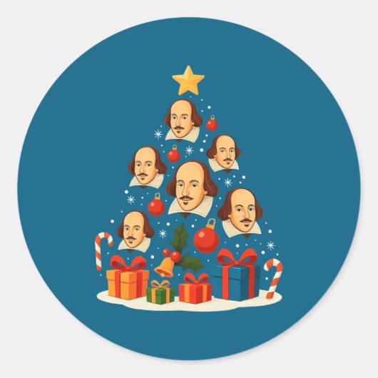 Sticker Rond Shakespeare English Literature Christmas Tree Xmas (Devant)