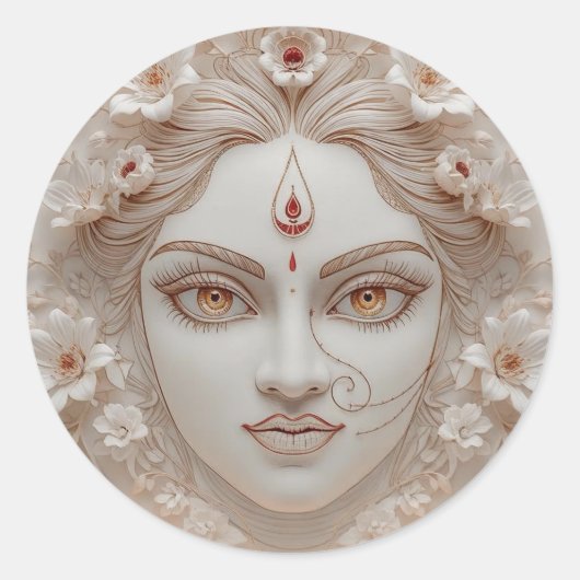 Sticker Rond Shakti Within - Illustration minimale de Devi (Devant)