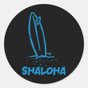 Sticker Rond Shaloha Aloha Shalom Hawaï Juif Surf Hawaïen