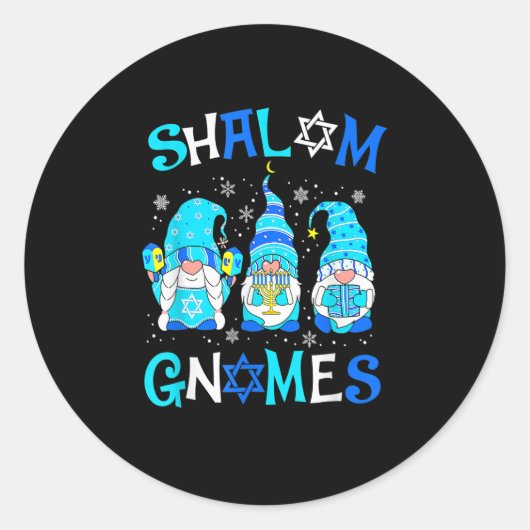 Sticker Rond Shalom Gnome Juif Hanoukka Chanukkah Gnomes Fami (Devant)