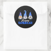 Sticker Rond Shalom Gnomes Menorah Dreidel Hanoukka Chanukah (Sac)