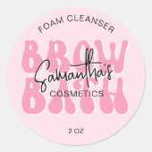 Sticker Rond Shampooing rose esthétique rétro Brow Eyebros (Devant)